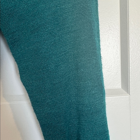 Anthro Knitted & Knotted Teal Open-Front Silk Trim Cardigan Sweater Size M NWT - Picture 14 of 15